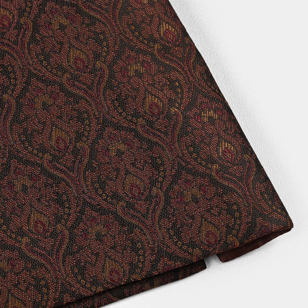 Infant Boys Poly Viscose 3Piece Suit (Damask)-BROWN
