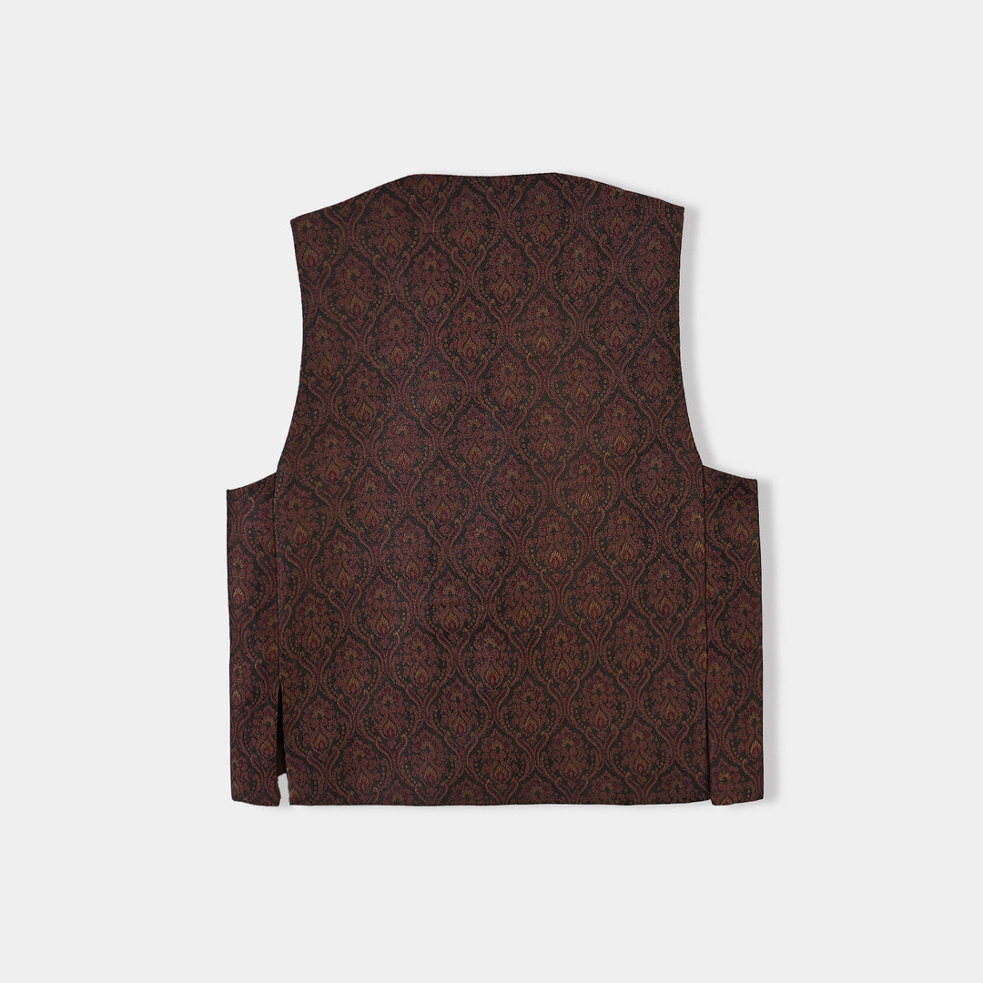 Infant Boys Poly Viscose 3Piece Suit (Damask)-BROWN