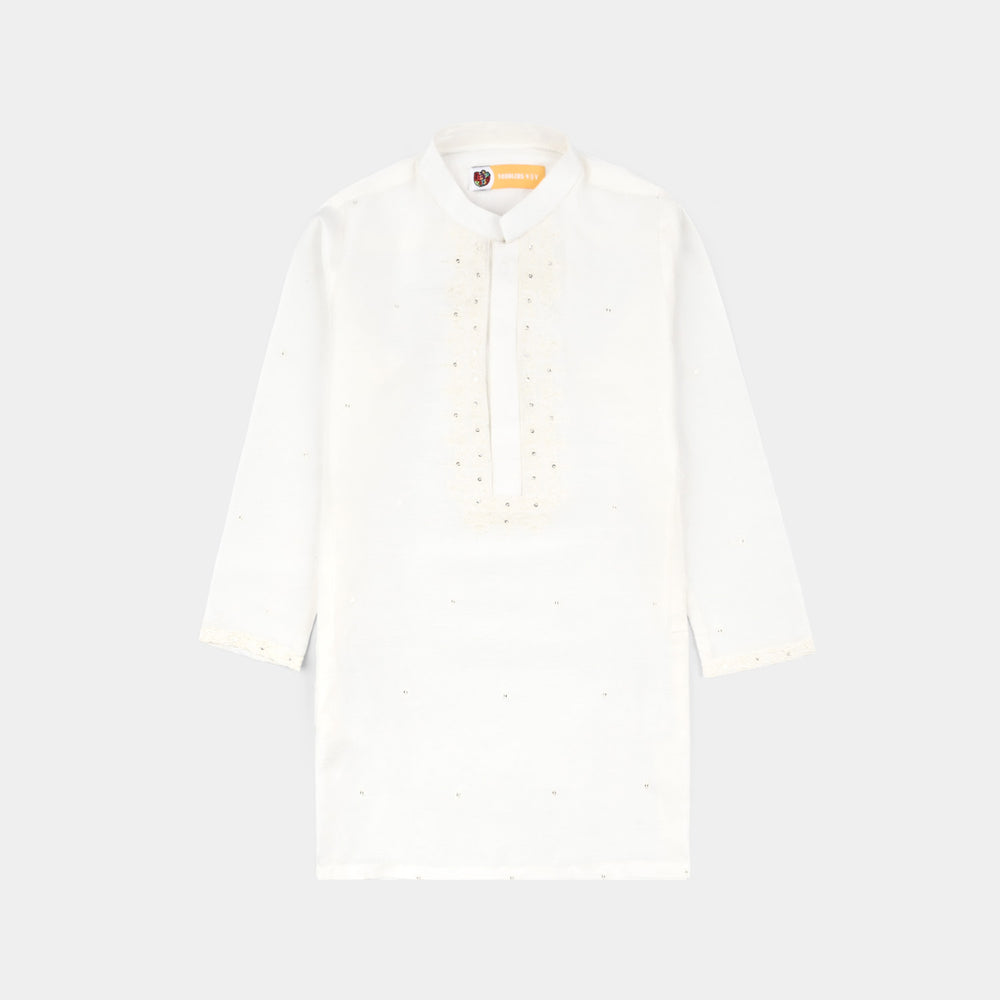 Boys Poly Cotton 2Piece Suit (Chamak)-White