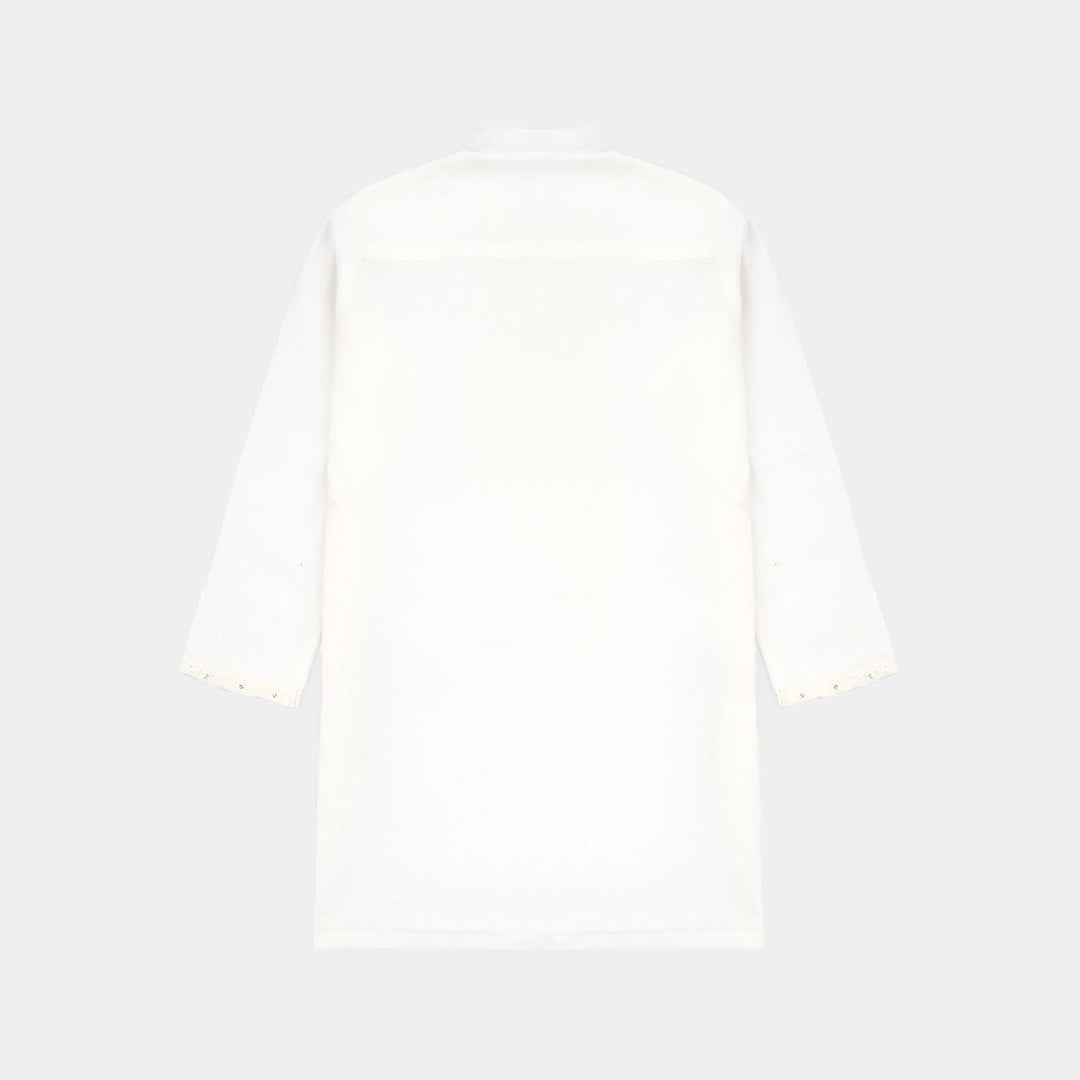 Boys Poly Cotton 2Piece Suit (Chamak)-White