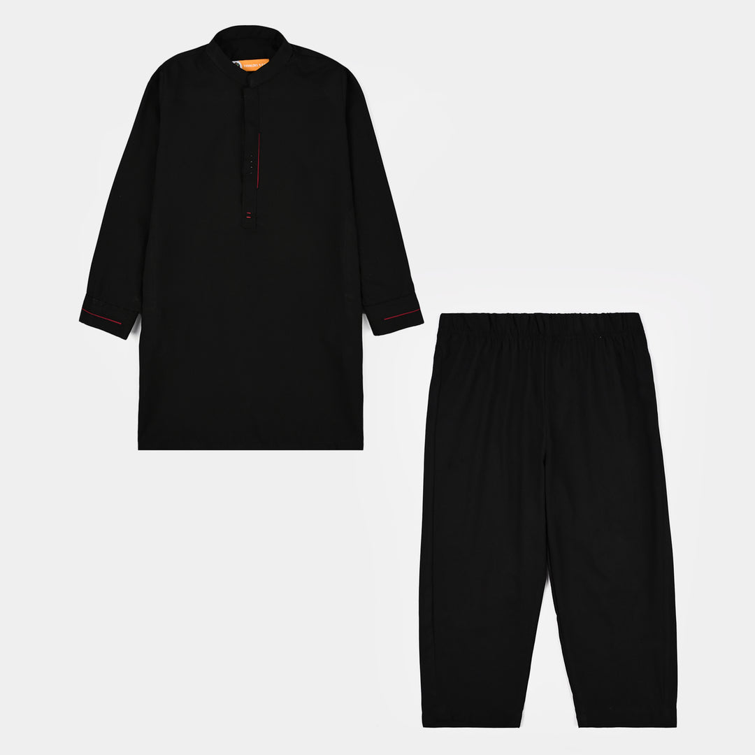 Boys Poly Cotton 2 Piece Suit (Blended) - Black