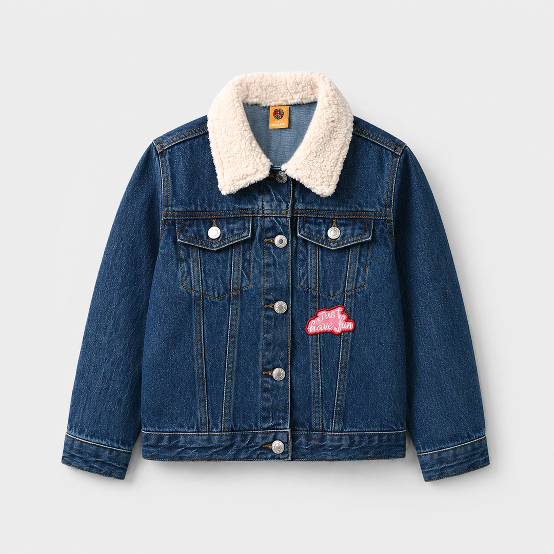 Girls Denim Rigid Jacket Just Have Fun - Mid Blue