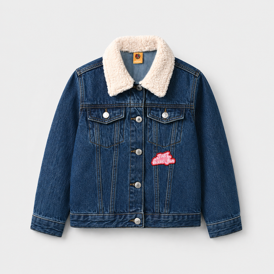 Girls Denim Rigid Jacket Just Have Fun - Mid Blue