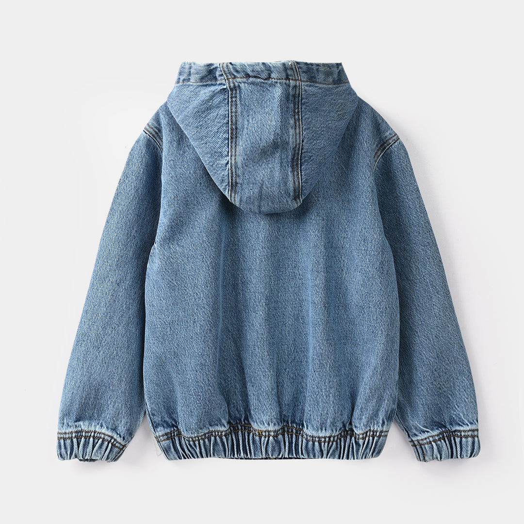Boys Denim rigid Jacket ADVENTURE AWAITS-Mid Blue