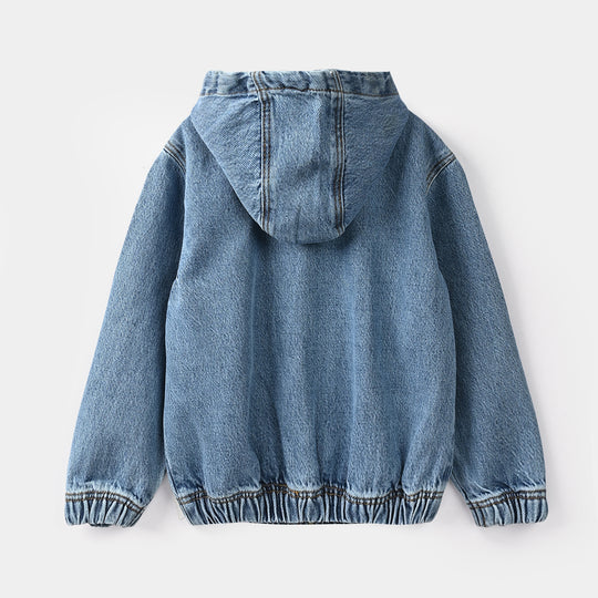 Boys Denim rigid Jacket ADVENTURE AWAITS-Mid Blue