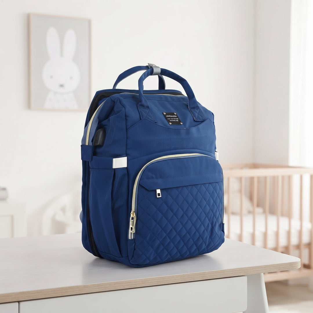 2-in-1 Foldable Diaper Backpack with Expandable Bassinet