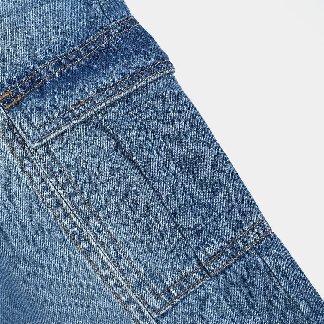 Girls Denim Rigid Pant Cargo 2 - Mid Blue