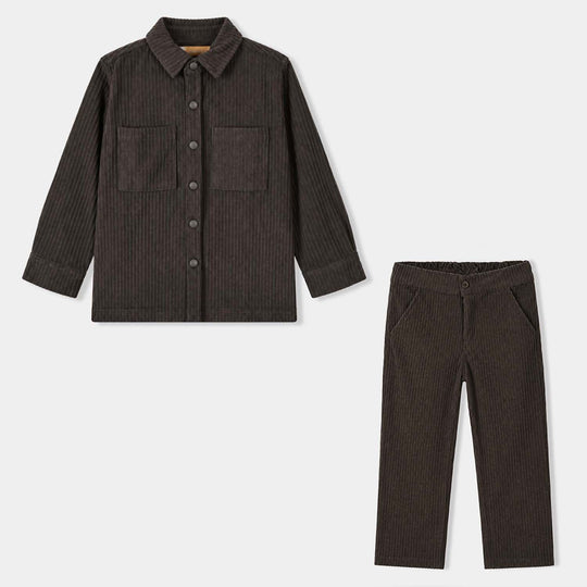 Boys Corduroy Woven Suit-Green