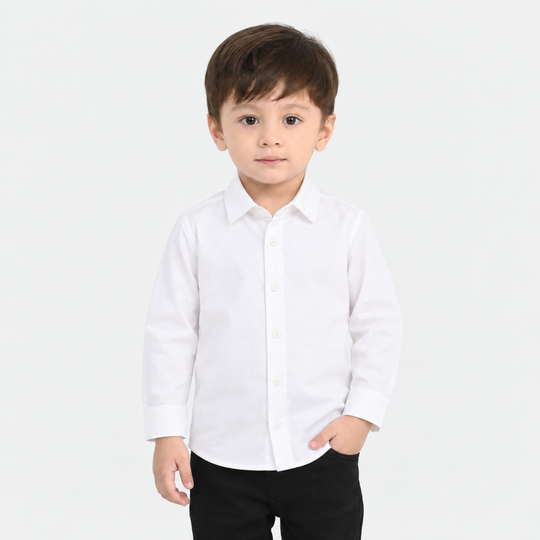 Infant Boys Cotton Poplin Formal Shirt (White)