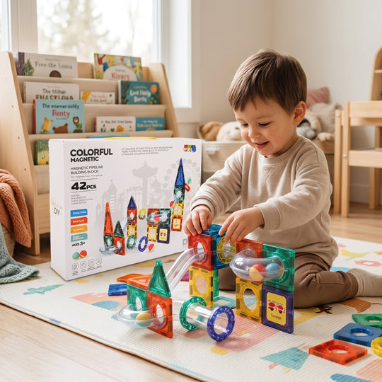 Colorful Magnetic Pipeline Building Block Set
