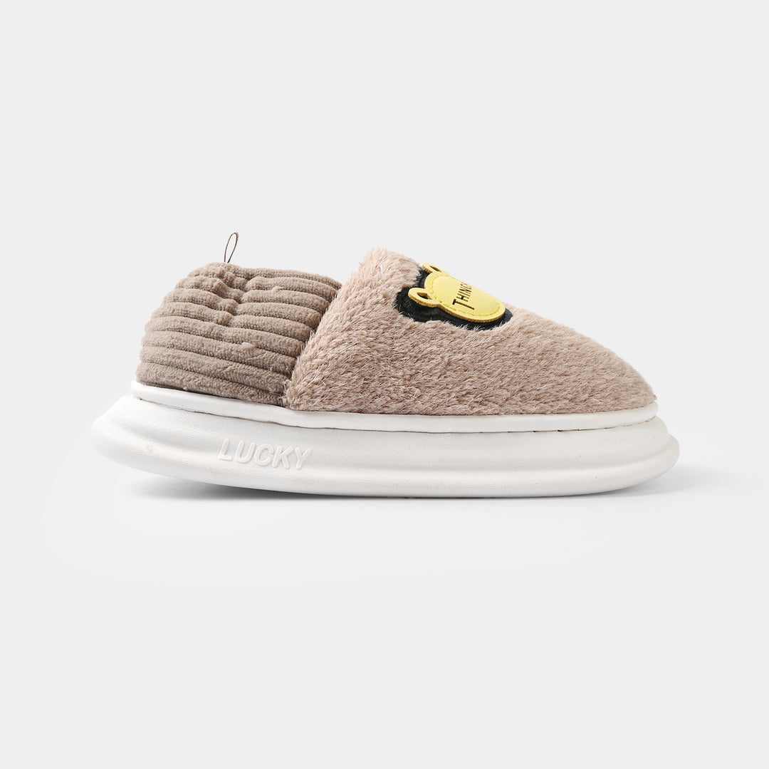 Boys Furr Slipper-BROWN