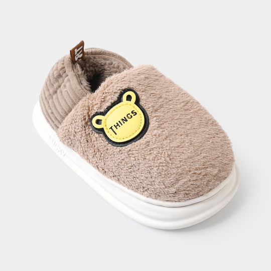 Boys Furr Slipper-BROWN