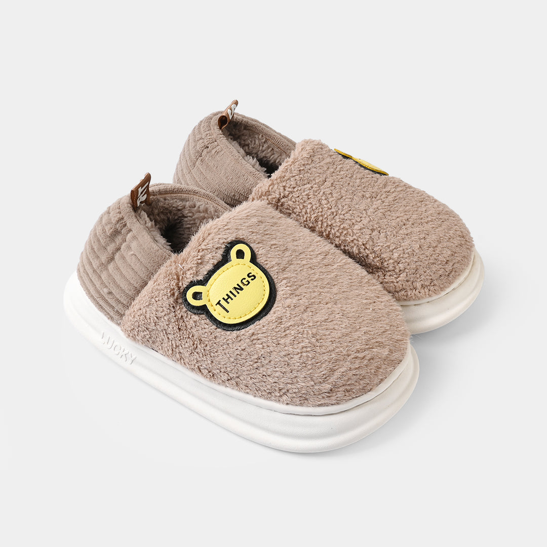 Boys Furr Slipper-BROWN