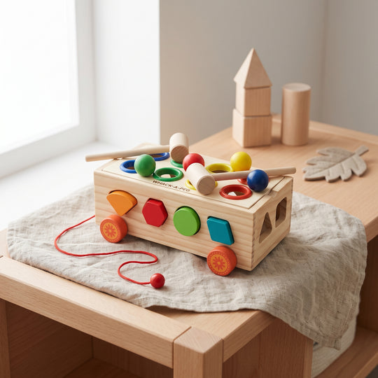 Educational Wooden Toy Shape Matching Trailer