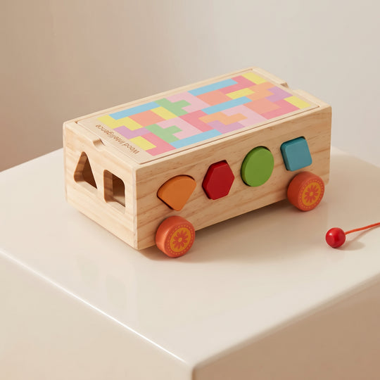 Educational Wooden Toy Shape Matching Trailer