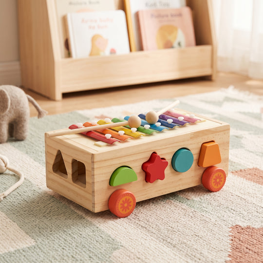 Educational Wooden Toy Shape Matching Trailer