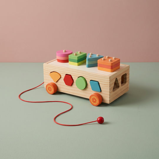 Educational Wooden Toy Shape Matching Trailer