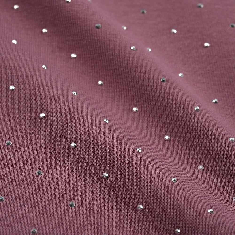 Girls Lycra Jersey T-Shirt F/S Silver Studs-Purple