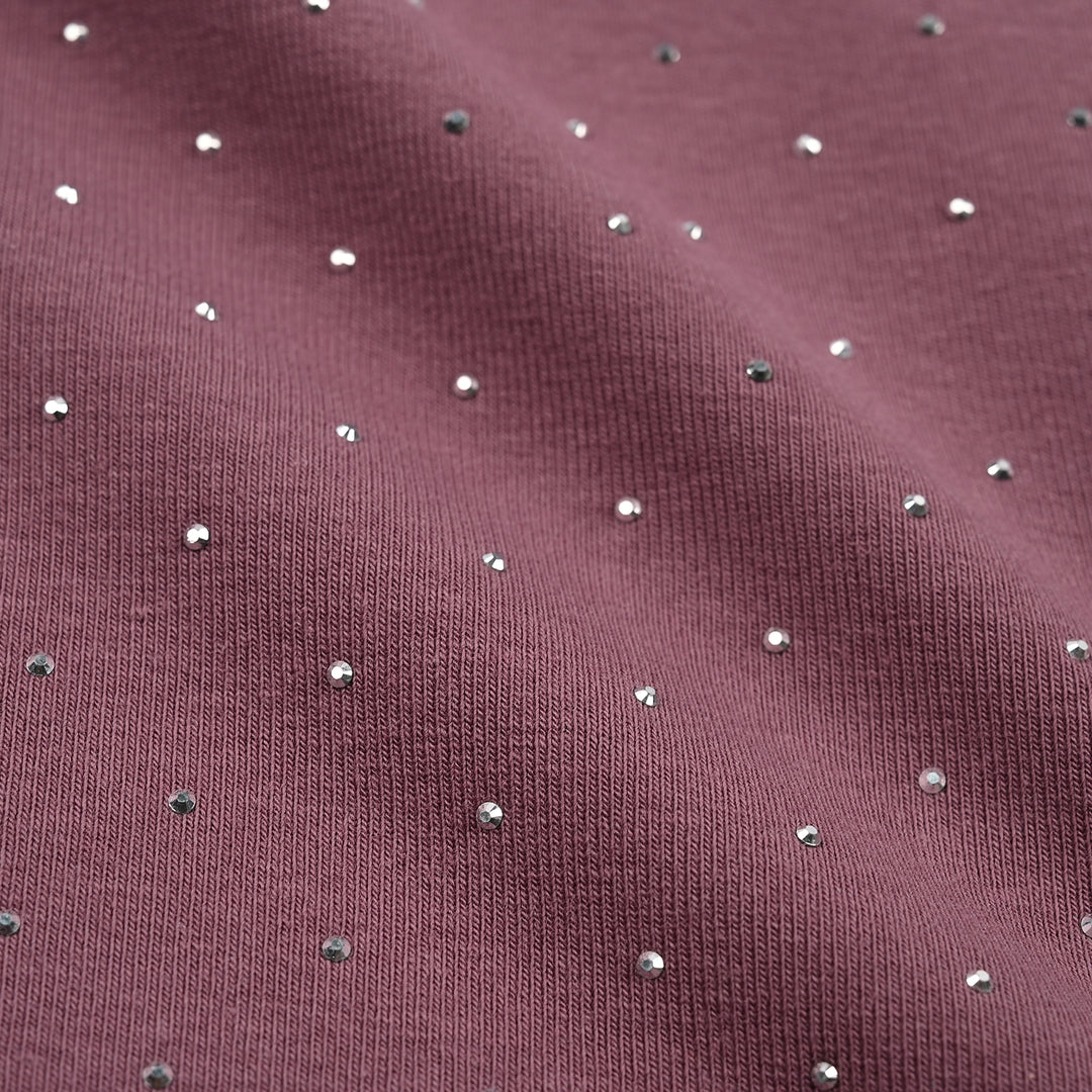Girls Lycra Jersey T-Shirt F/S Silver Studs-Purple
