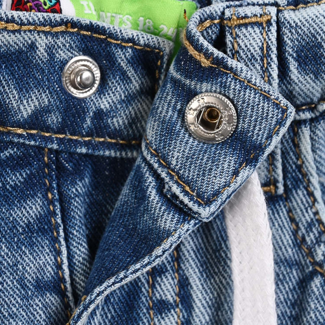 Infant Boys Denim Stretch Pant Fast Fun Forever- Blue