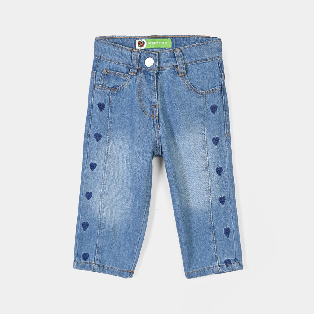 Infant Girls Denim rigid Pant Heart Line-Mid Blue