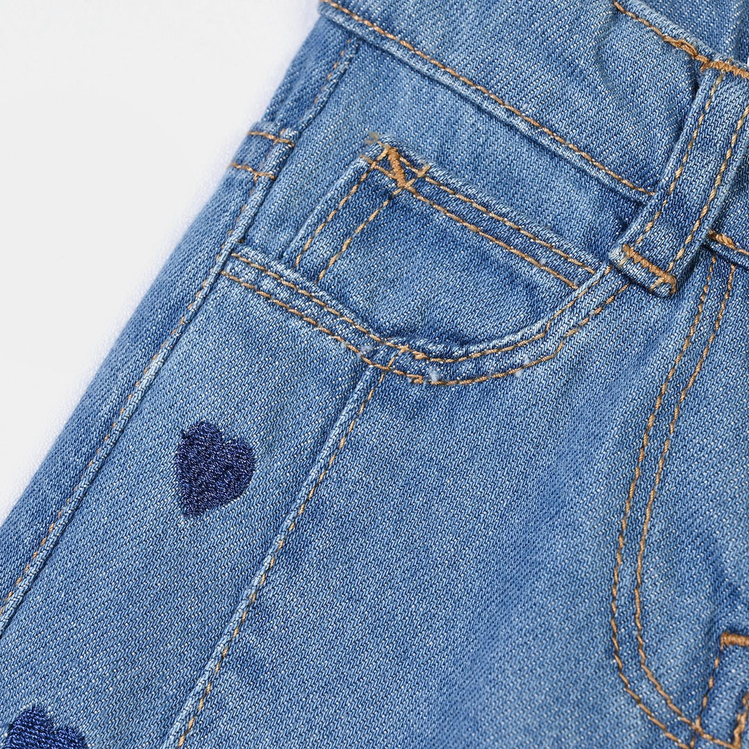 Infant Girls Denim rigid Pant Heart Line-Mid Blue