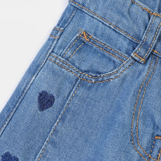 Infant Girls Denim rigid Pant Heart Line-Mid Blue