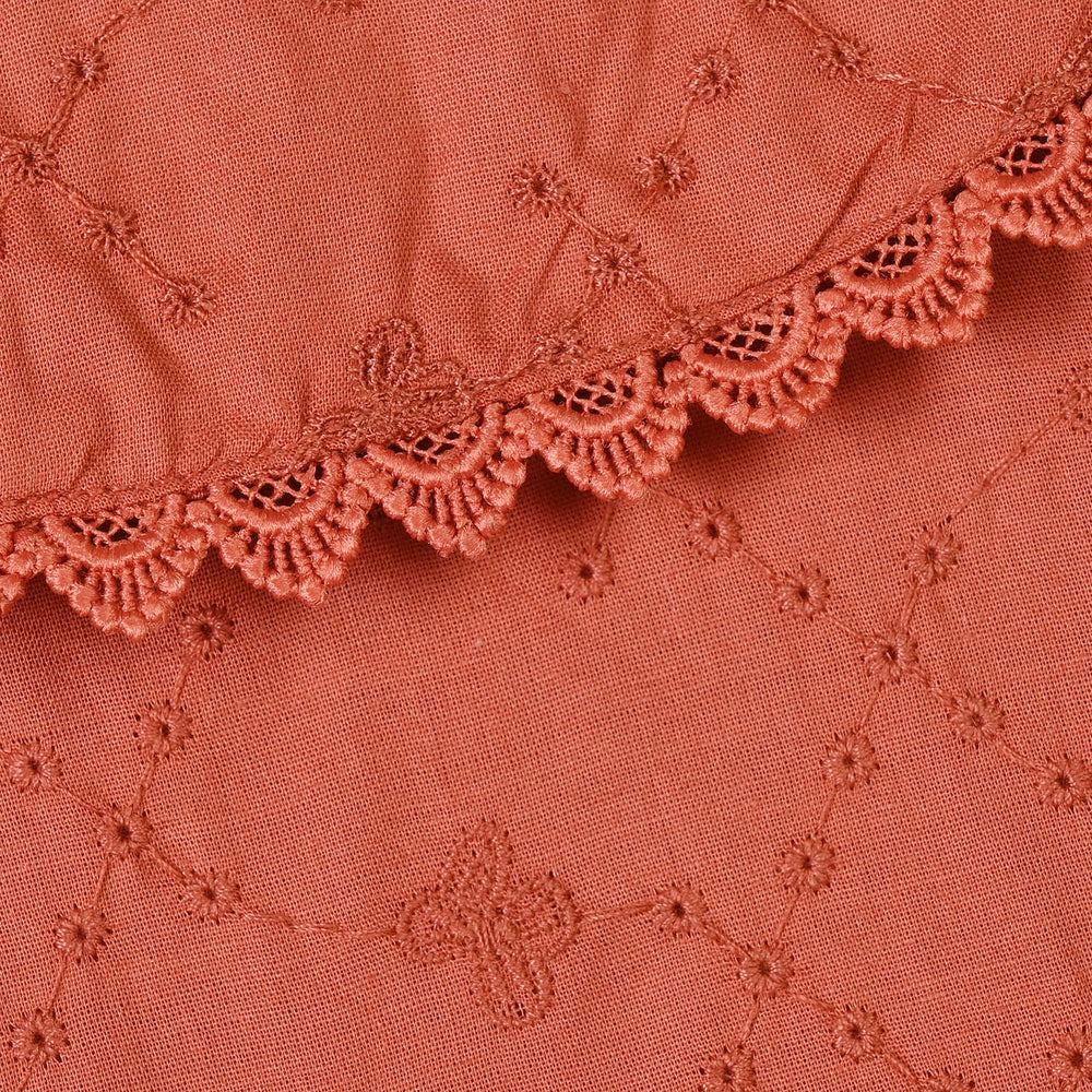 Girls Cotton Emb Top Blossom- Orange