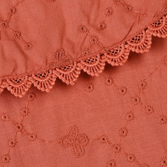 Girls Cotton Emb Top Blossom- Orange