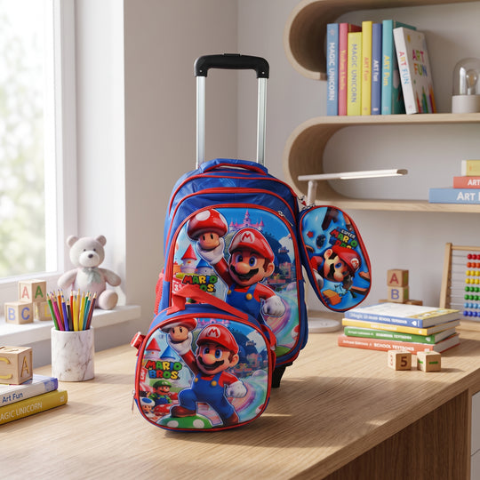 16" 3D Embossed Trolley Bag Set for Kids | Grade 1-4