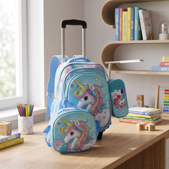 16" 3D Embossed Trolley Bag Set for Kids | Grade 1-4