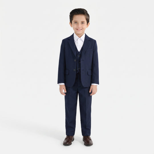 Boys Cotton, Polyester Coat Pant-Navy Blue