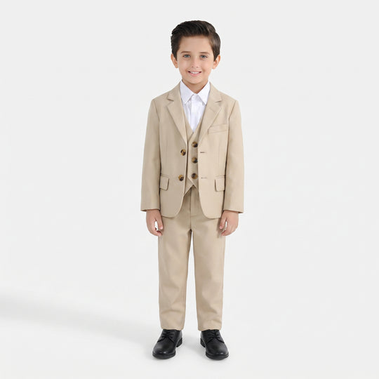 Boys Cotton, Polyester Coat Pant-BEIGE