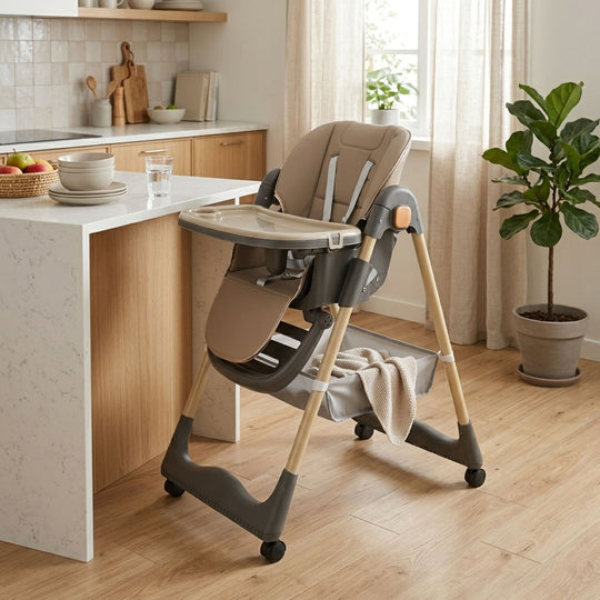 Multifunctional Baby High Chair with Wheels