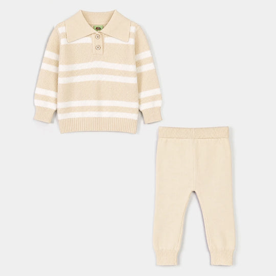 Infant Boys Acrylic Co-ord Set-Classy-Cream