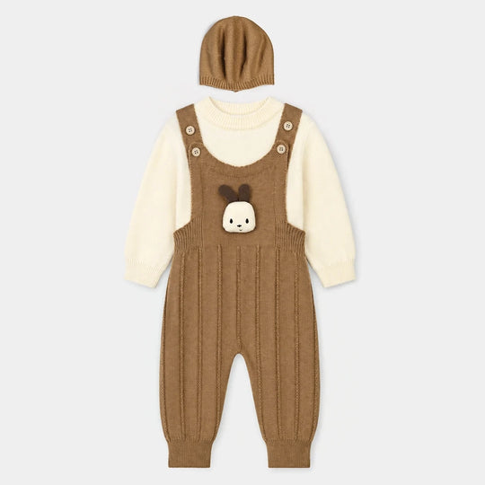 Infant Boys Acrylic Co-ord Set-Little Bunny-Brown