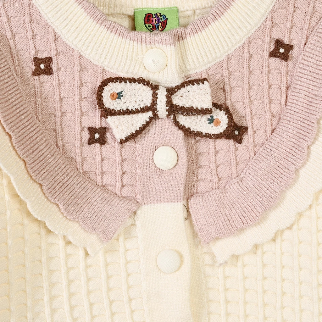 Infant Girls Acrylic Co-ord Set-Box Cabling-Lt.Pink