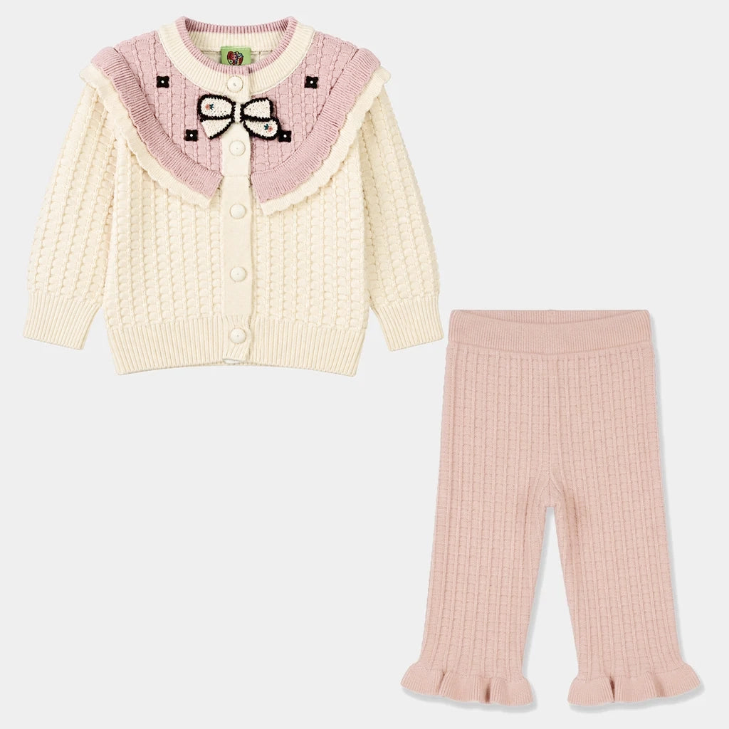Infant Girls Acrylic Co-ord Set-Box Cabling-Lt.Pink