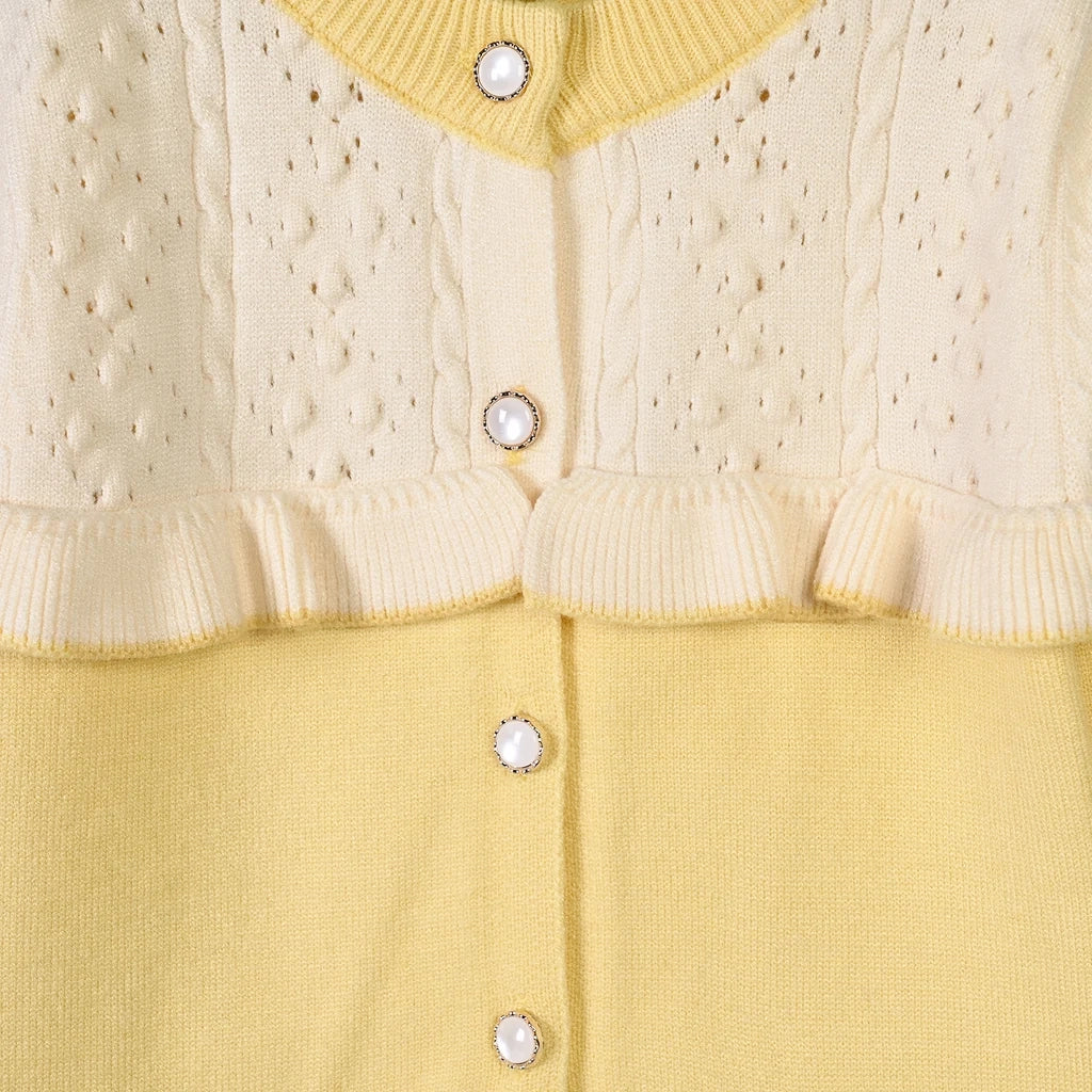 Infant Girls Acrylic Co-ord Set-Daisy-Yellow