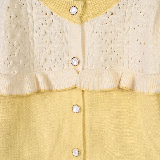 Infant Girls Acrylic Co-ord Set-Daisy-Yellow