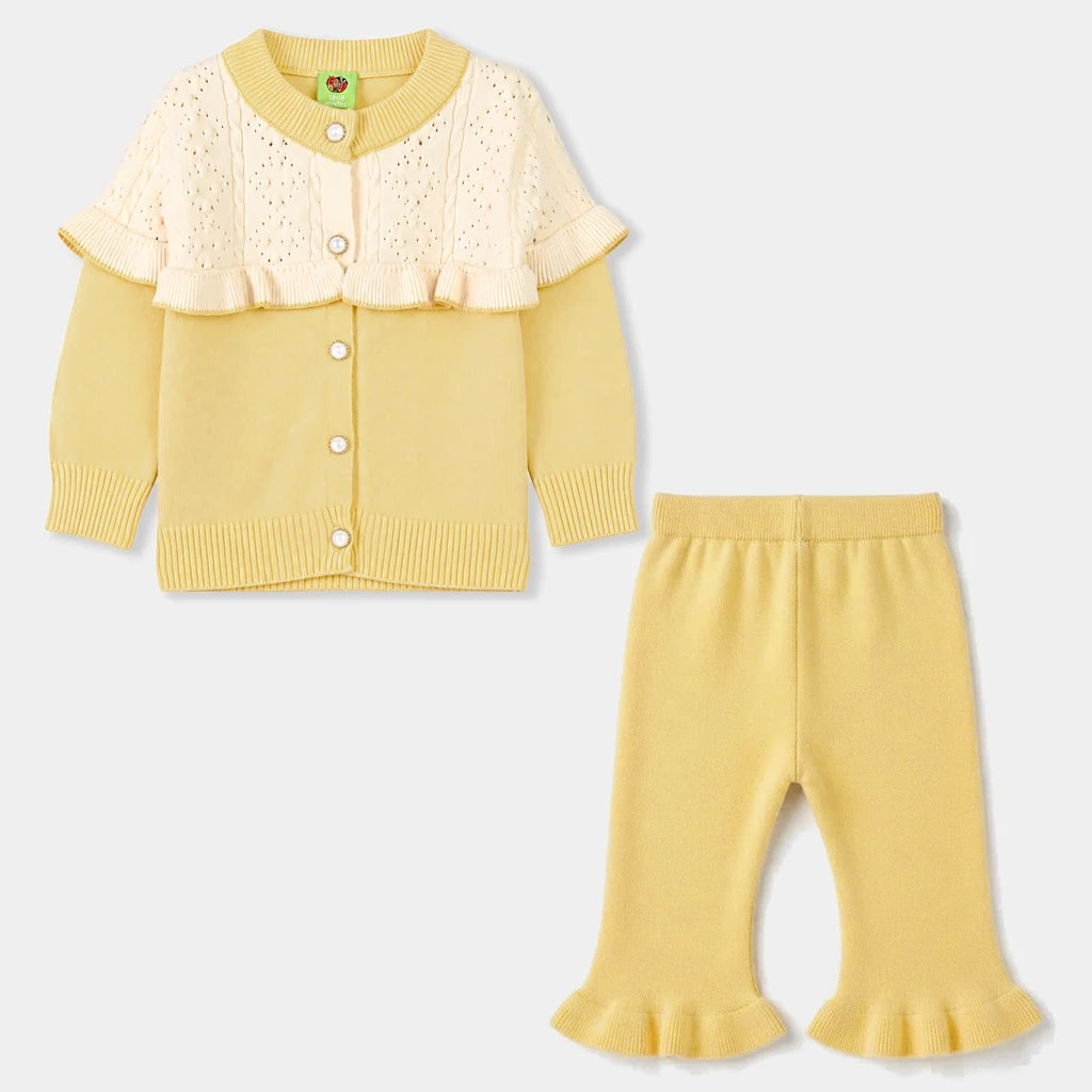 Infant Girls Acrylic Co-ord Set-Daisy-Yellow