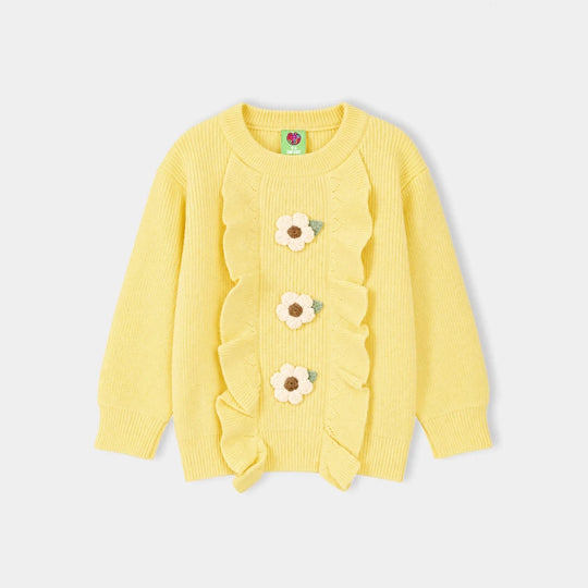 Infant Girls Acrylic Sweater-Sunshine Bloom-Yellow