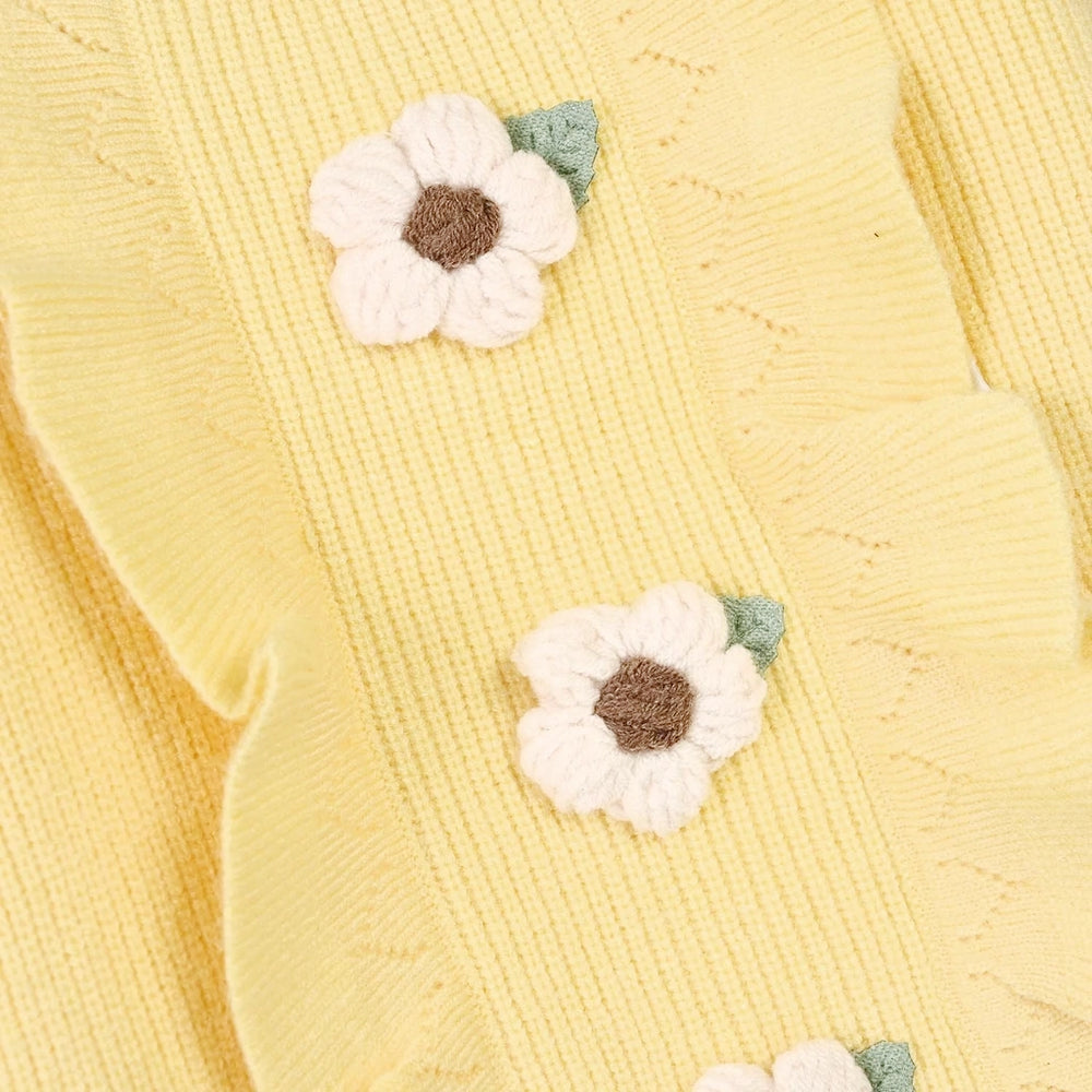 Infant Girls Acrylic Sweater-Sunshine Bloom-Yellow