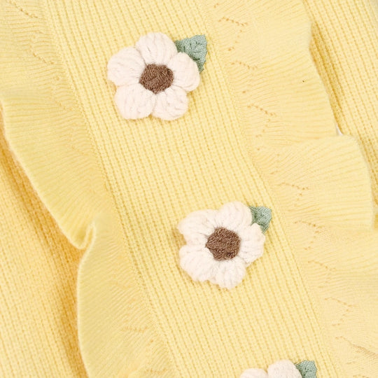 Infant Girls Acrylic Sweater-Sunshine Bloom-Yellow
