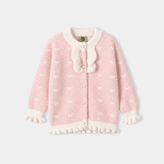 Infant Girls Acrylic Sweater-Fuzzy Ruffle-LT.Pink