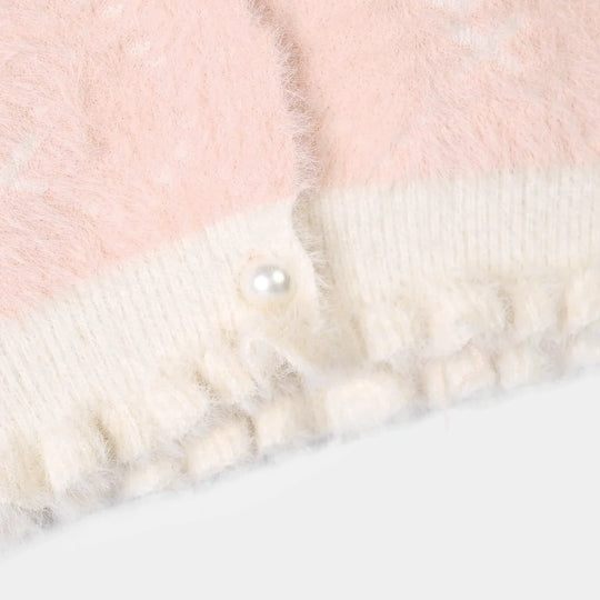 Infant Girls Acrylic Sweater-Fuzzy Ruffle-LT.Pink