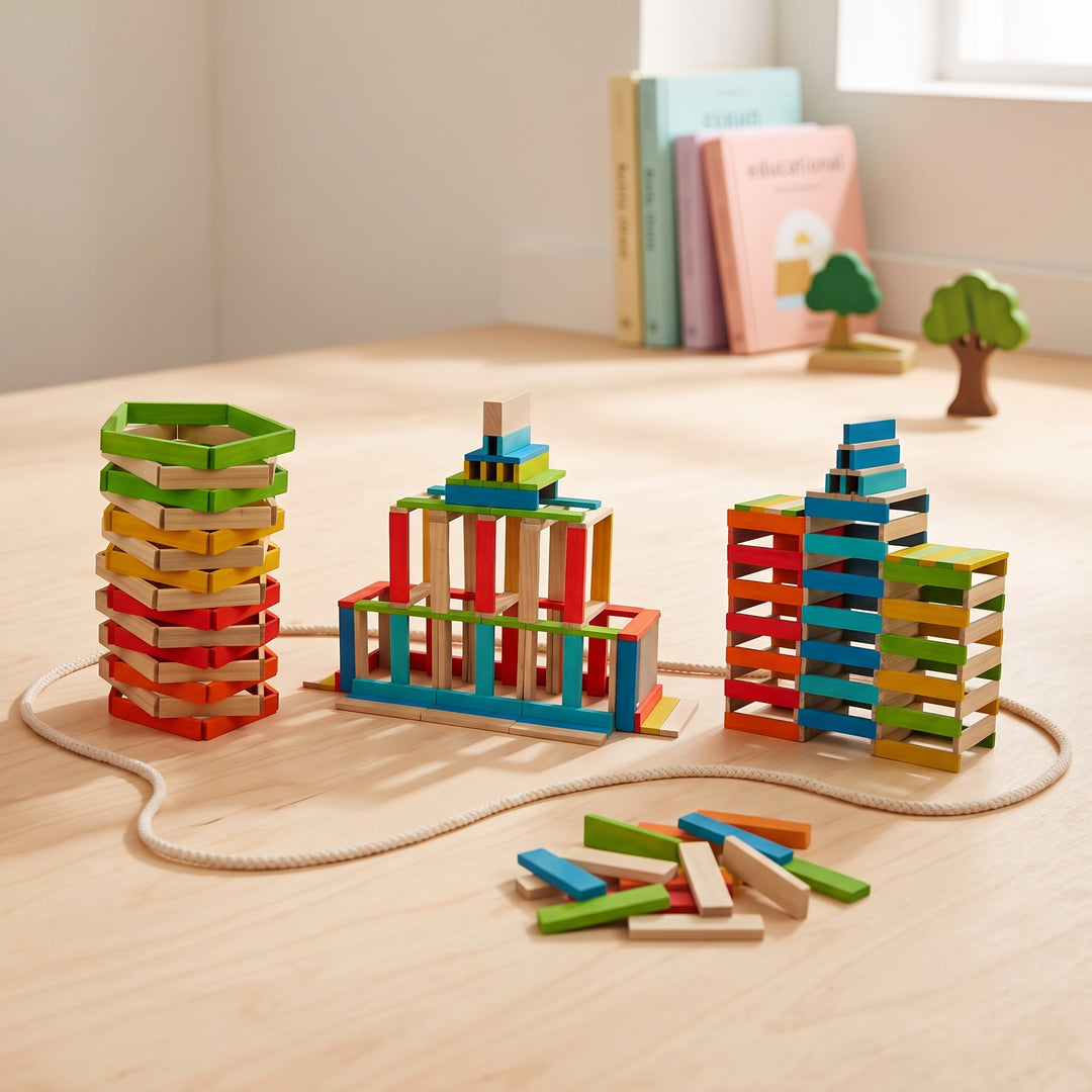 STEM Wooden Construction Planks & Marble Run Toy Set