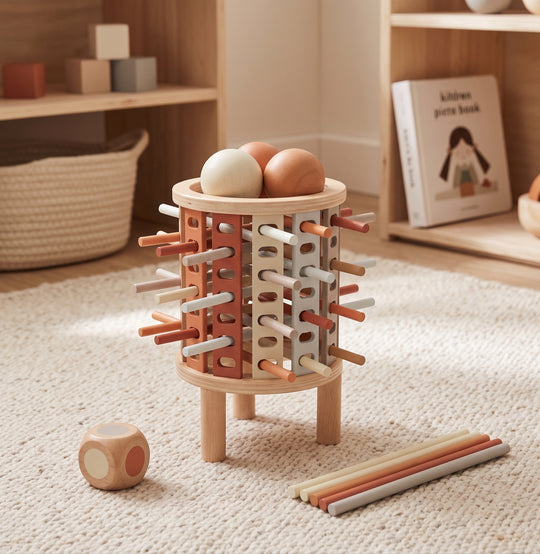 Wooden Kerplunk-Style Falling Wooden Balls Game