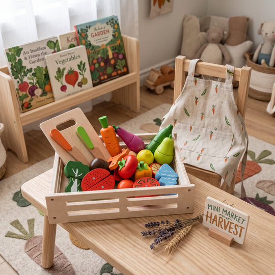 Wooden Cutting Food Crate Kitchen Play Set