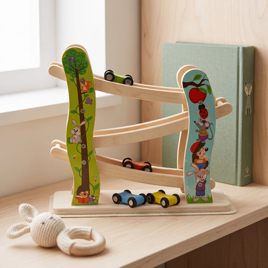 Wooden Car Ramp Racing Tower Skill Toy